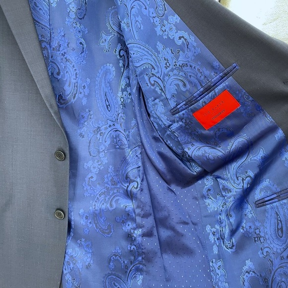 Ted Baker Endurance London Mens 46L Wool Blend Blue Blazer Jacket Sport Coat - Picture 5 of 8